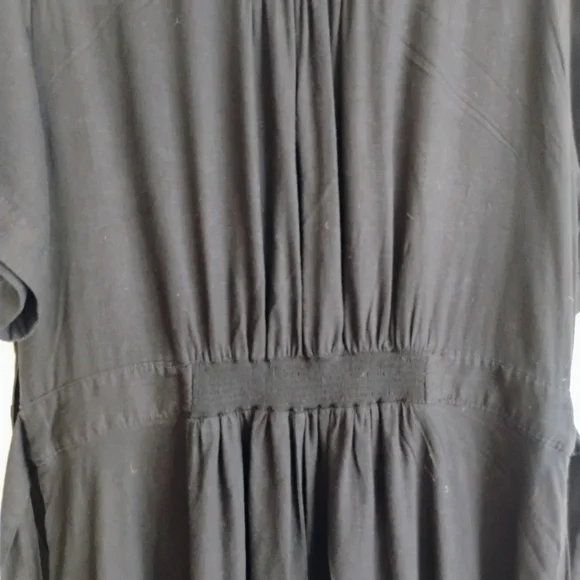 Anthropologie Black Janae Maxi Dress Lined Linen Blend Pockets Brunch Tea 3X - Picture 12 of 16